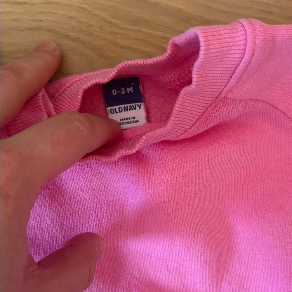 Old Navy hot pink onesie sweatshirt - size 0-3 months